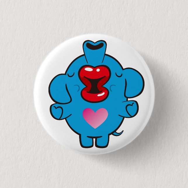 kissing elephant 3 cm round badge (Front)