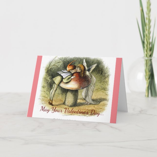 Kissing Elf And Fairy Holiday Card (Front)