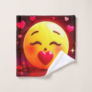 Kissing Emoji Blowing Hearts Bath Towel Set