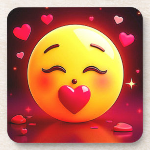 Kissing Emoji Blowing Hearts Coaster