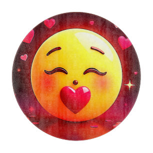 Kissing Emoji Blowing Hearts Cutting Board