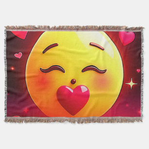 Kissing Emoji Blowing Hearts Throw Blanket