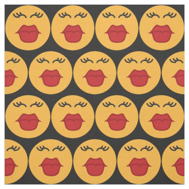 Kissing Emoticon custom colour fabric (Swatch)