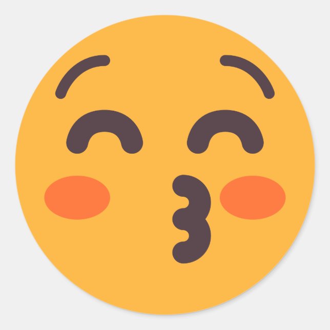 Kissing Face Closed Eyes Cute Custom Colours Emoji Classic Round Sticker (Front)