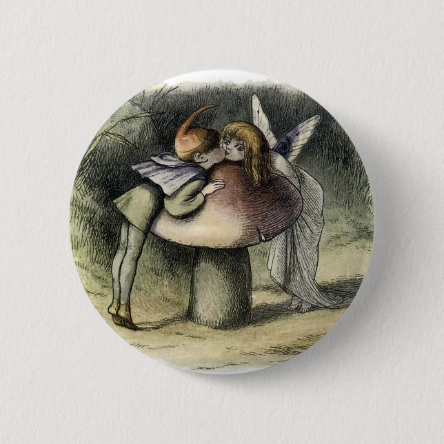 Kissing Faerie and Pixie 6 Cm Round Badge (Front)