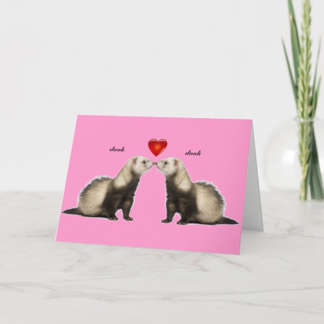 Kissing Ferrets Valentine Card (Front)