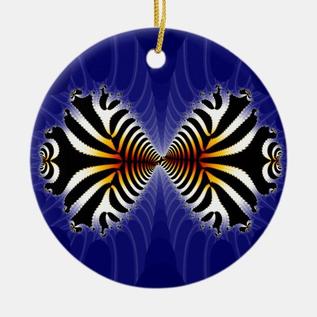 Kissing Fish Fractal Zebra Fish Ceramic Tree Decoration (Front)