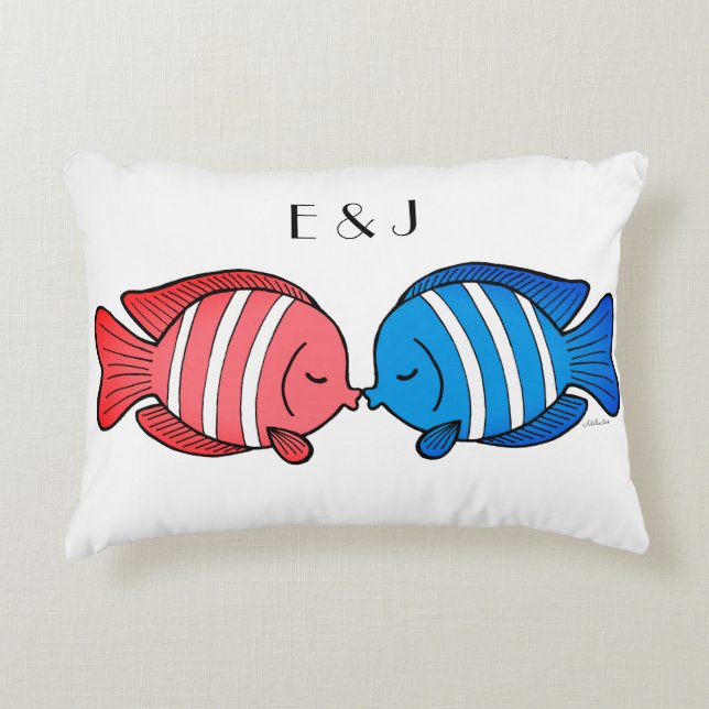 Kissing Fish Pillow Custom Wedding Gift for Couple (Front)