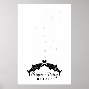 Kissing Fish Thumbprint Bubbles Wedding Guest Book