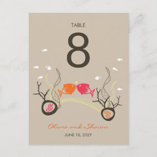 Kissing Fishes Corals Beach Whimsical Cute Wedding Postcard