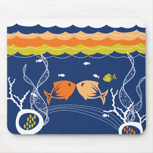 Kissing Fishes Corals Seaweeds Underwater Sea Mouse Mat (Front)