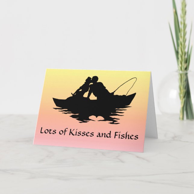 Kissing Fishing Couple Birthday Greeting Card (Front)