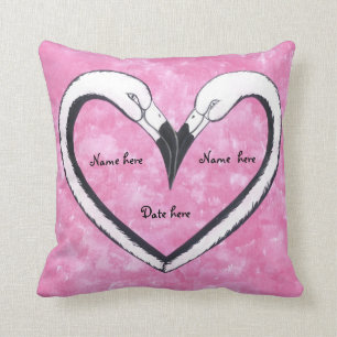 kissing flamingo heart pillow