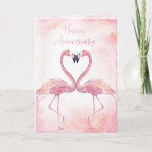 Kissing Flamingos   Anniversary Card