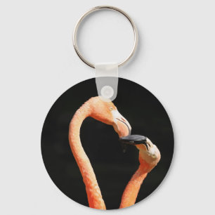 Kissing flamingos key ring