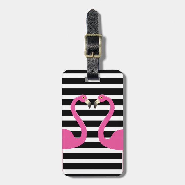 Kissing Flamingos Luggage Tag (Front Vertical)