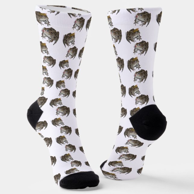 Kissing Frog and Frog Prince Socks (Angled)