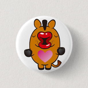 kissing horse 3 cm round badge