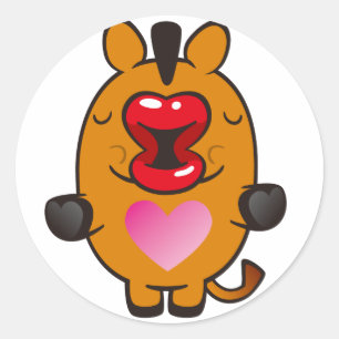 kissing horse classic round sticker