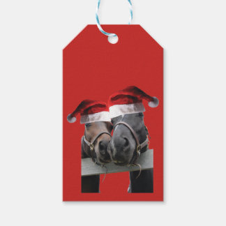 Kissing Horses Santa Claus Gift Tags