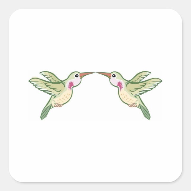 Kissing Hummingbirds Square Sticker (Front)