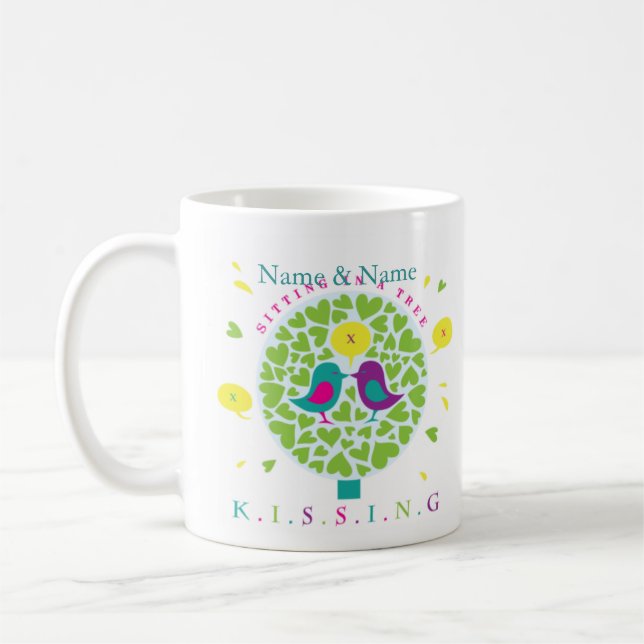 KISSING IN A TREE personalised mug (Left)