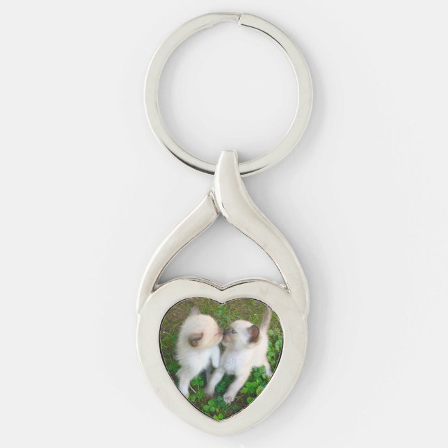 Kissing Kittens Key Ring (Front)