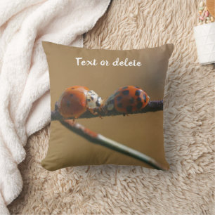Kissing Ladybugs On A Wire Fence Personalised Cushion