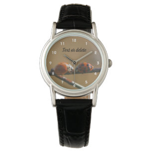 Kissing Ladybugs On A Wire Fence Personalised Watch