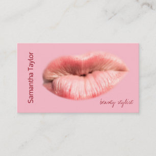 Kissing lips beauty stylist customisable business card