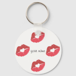 Kissing Lips Emoji  and '' Your Name Here " Key Ring