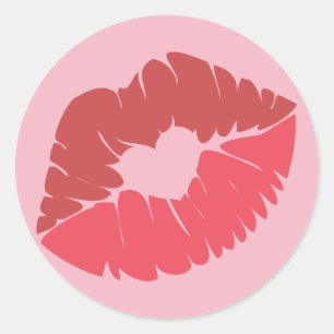 Kissing Lips Emoji Classic Round Sticker