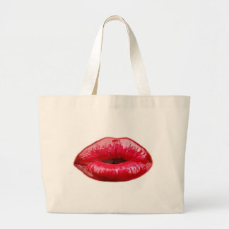 Kissing lips! large tote bag