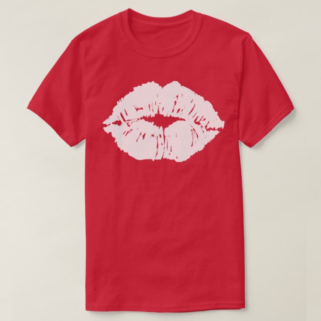 Kissing Lips Mouth Lipstick Black White T-Shirt (Design Front)