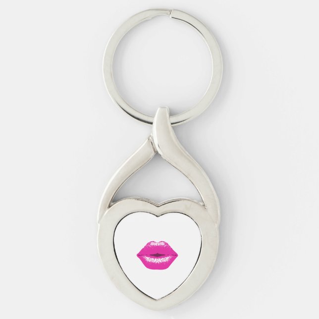 Kissing Lips Pink Key Ring (Front)