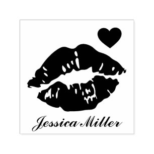 Kissing Lips with Custom Name Signature Self-inking Stamp