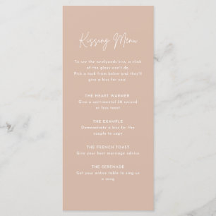 Kissing Menu for Wedding Dinner Activity/Toasts