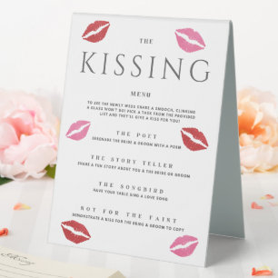 Kissing Menu Red Pink Lips Wedding Reception