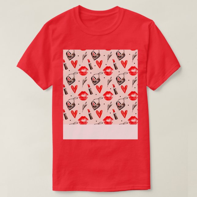 Kissing Mouth With Lipstick Pattern 2 T-Shirt (Design Front)