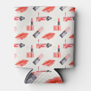 Kissing Mouth With Lipstick Pattern Can Cooler