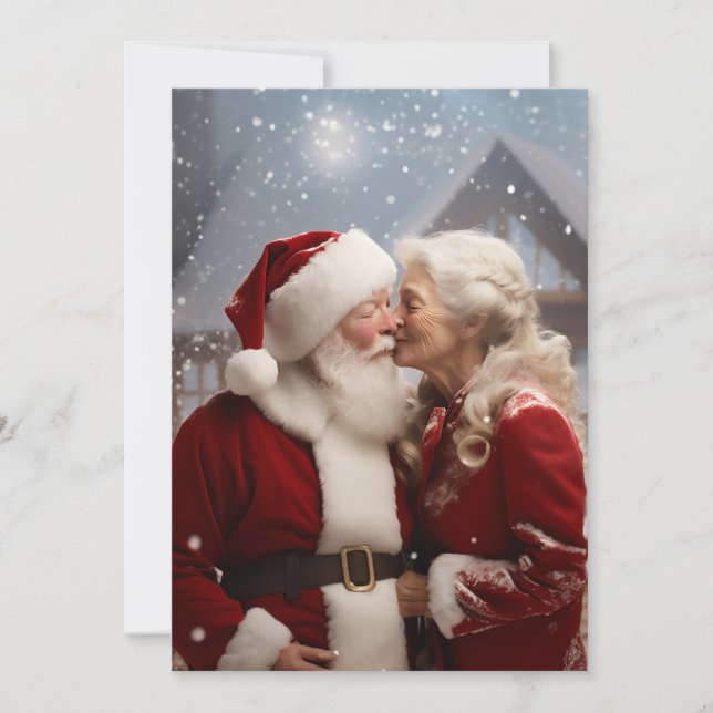 Kissing Mr and Mrs Santa Claus Invitation (Front)