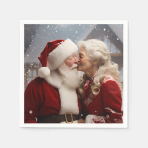 Kissing Mr and Mrs Santa Claus Napkin