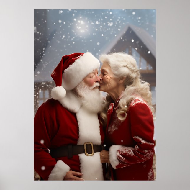 Kissing Mr and Mrs Santa Claus Poster (Front)