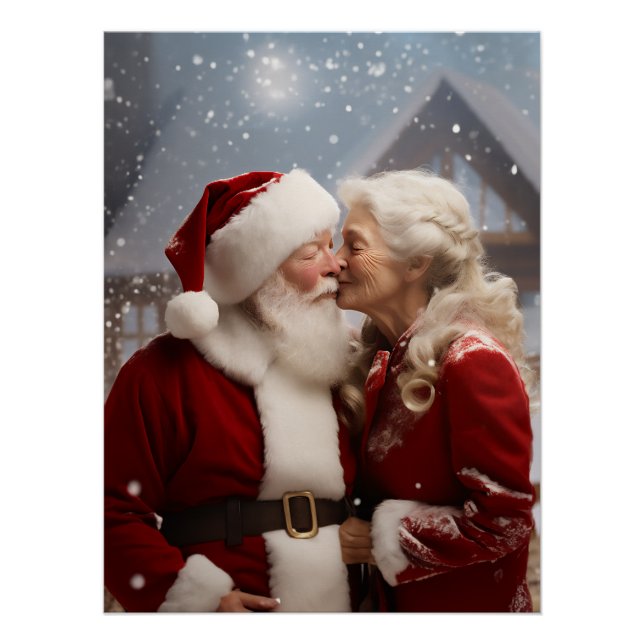 Kissing Mr and Mrs Santa Claus Poster (Front)