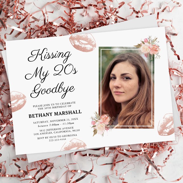 Kissing My 20s Goodbye 30th Birthday Party Invitation (Creator Uploaded)