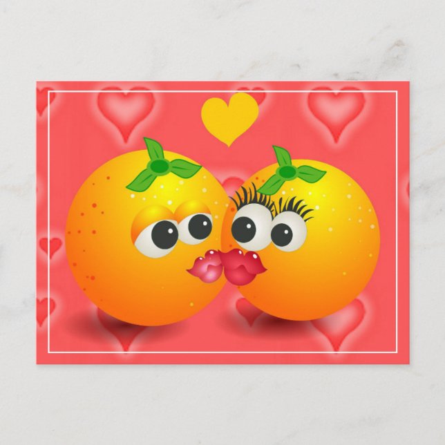 Kissing Oranges Valentine Postcard (Front)