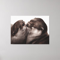 Kissing Otters - Hand Painted Wildlife Art