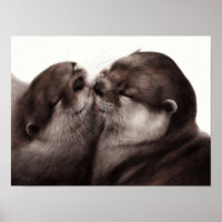 Kissing Otters - Hand Painted Wildlife Art