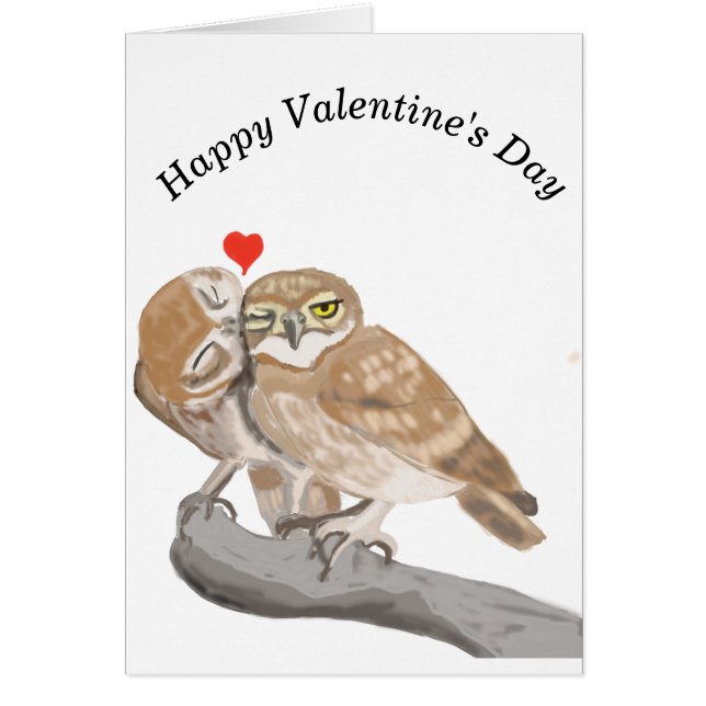 Kissing Owl Editable Valentine's Card  (Front)