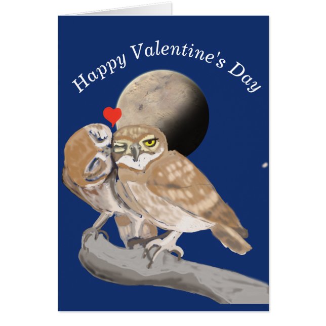 Kissing Owl Valentine's Card (Front)